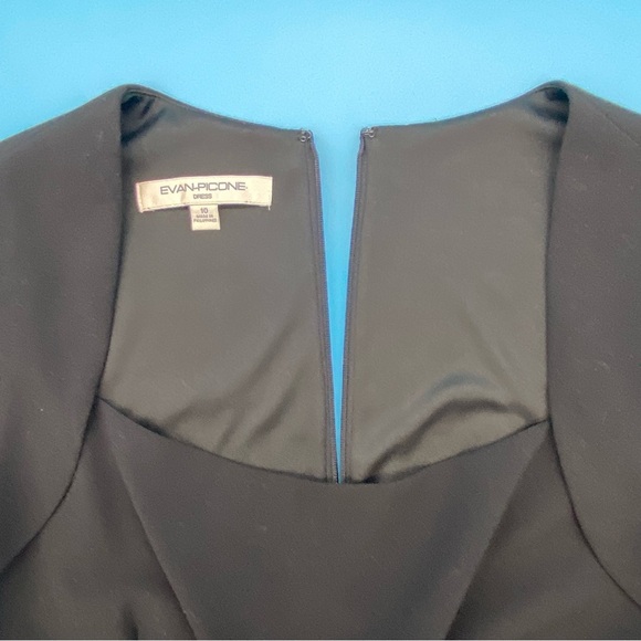 Evan Picone Black Midi Sheath Dress Square Neck Size 10 - Picture 11 of 12